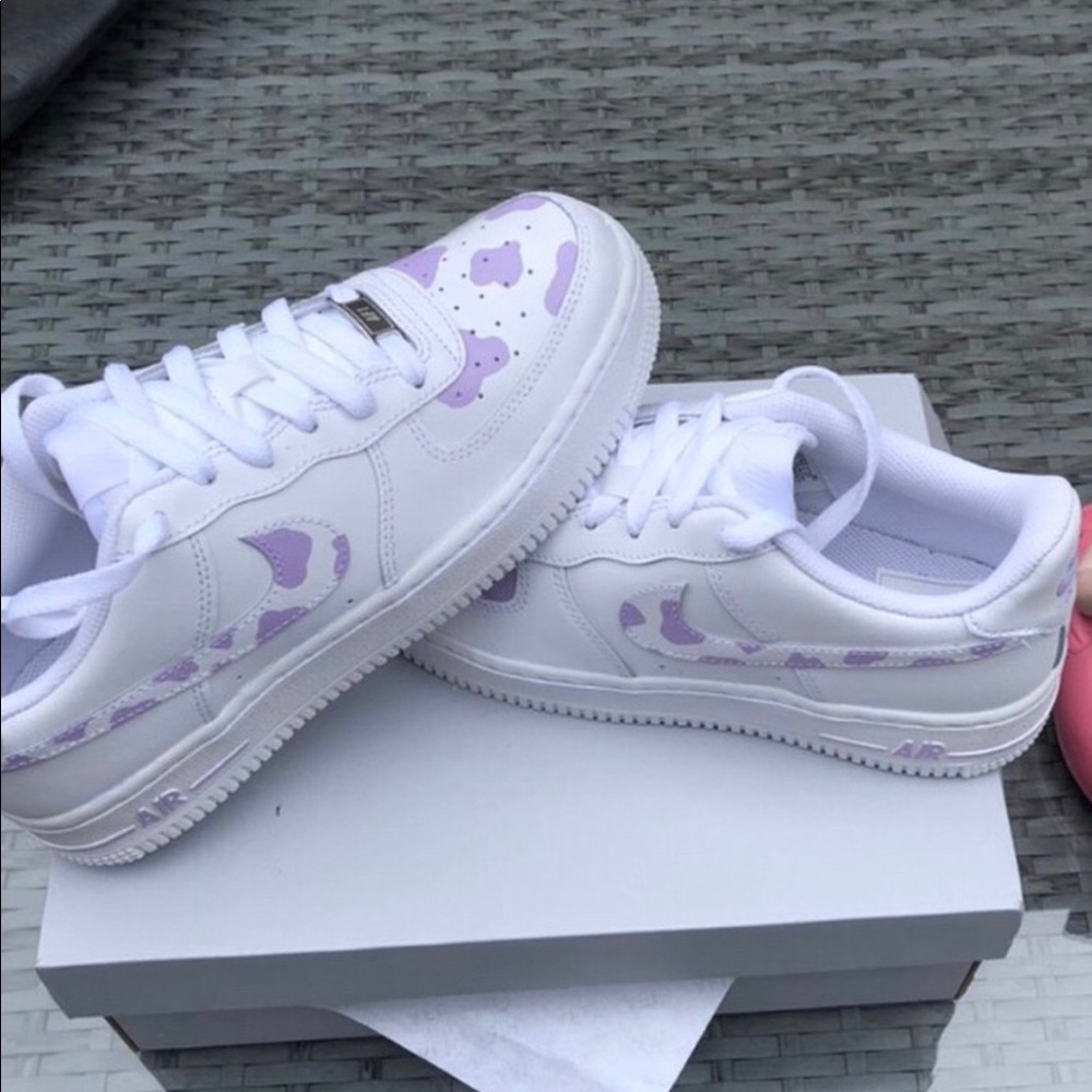 ⚡️Custom Nike Air Force 1 (Lilac Cow Print)⚡️ - Picture 1 of 4